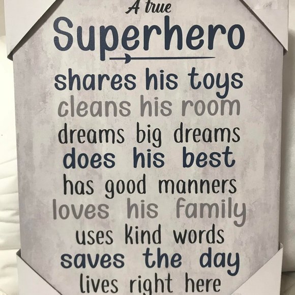 NEW canvas printing- a true super hero shares his toys-wall décor for boys - Picture 1 of 2
